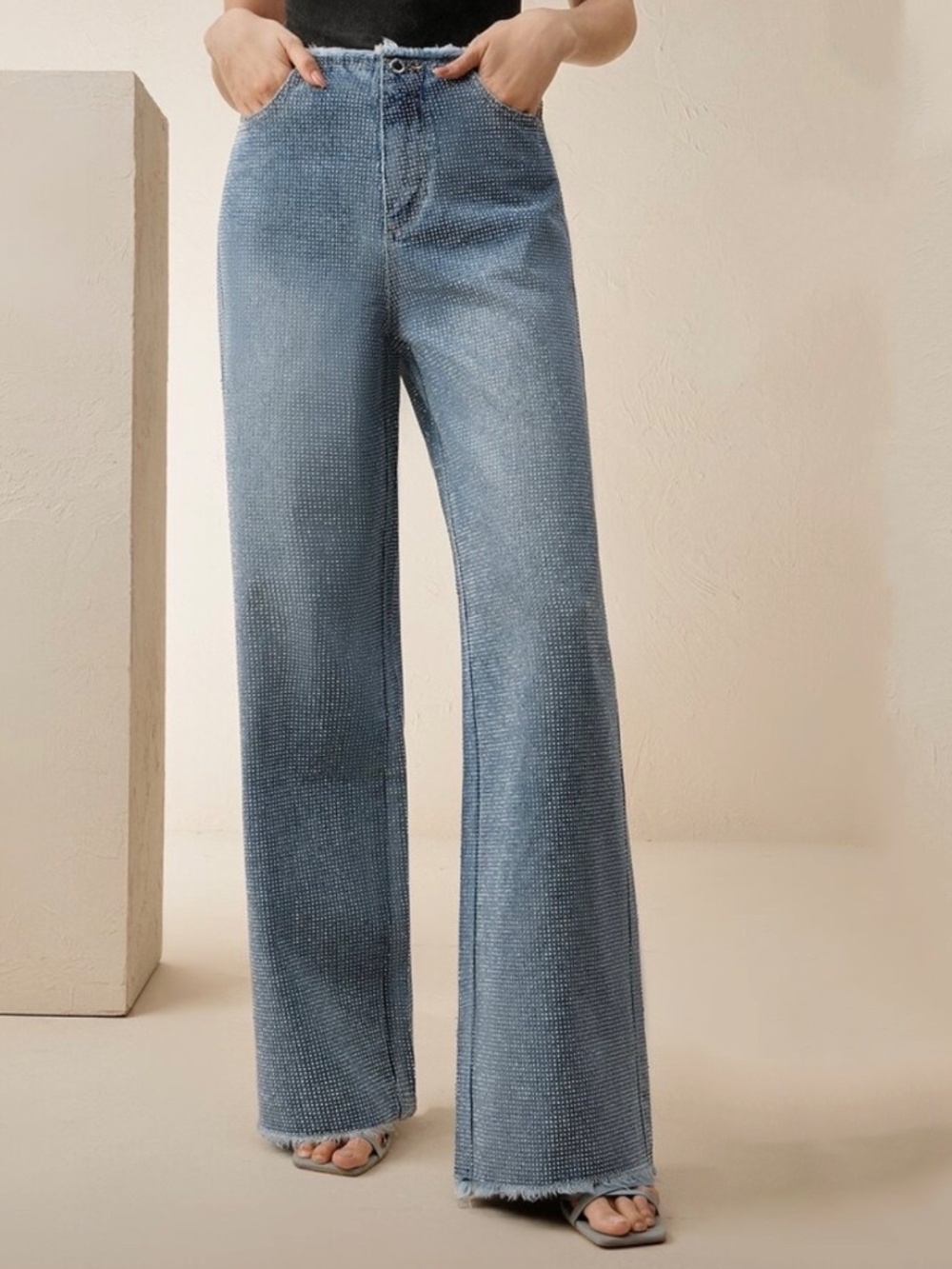Straight Leg Rhinestone Jeans - Picture 2 of 4